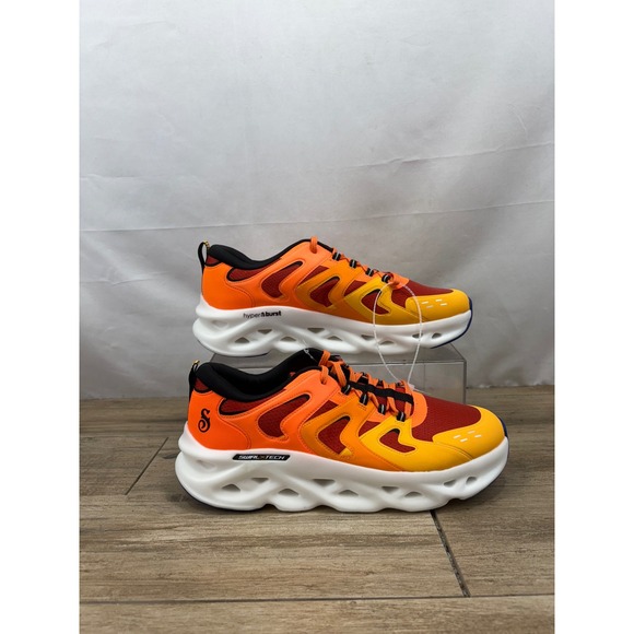 Skechers Mens Hyper Burst Swirl Tech Orange Running Shoes‎ Men's 13 - Picture 1 of 8